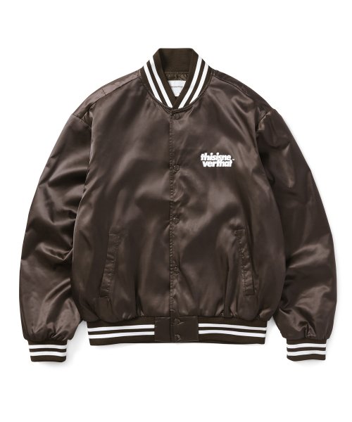 MUSINSA | thisisneverthat® Satin Varsity Jacket Brown