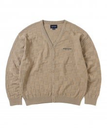 Reverse Block Cardigan Beige