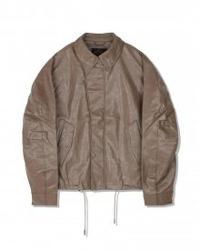 OVERSIZED LEATHER MK3 JACKET DUSTY BEIGE