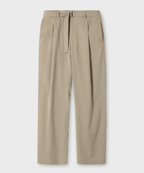 SUMMER COOL TOUCH BELTED WIDE FIT PANTS_BEIGE