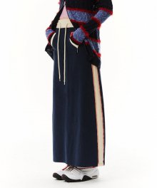 Color Block Long Skirt Navy/Cream