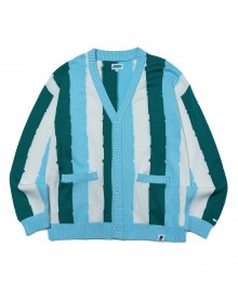 STRIPE COLOR BLOCK CARDIGAN GREEN