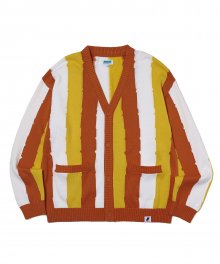 STRIPE COLOR BLOCK CARDIGAN ORANGE