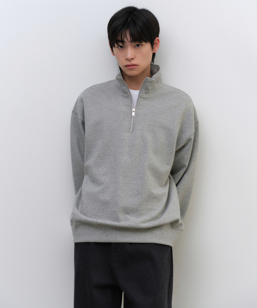 Свитшот оверсайз на молнии half-zip [Medium Grey]