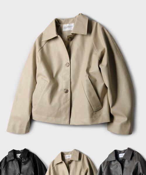 플레이스 스튜디오() 비건 레더 오버핏 미니멀 레더 싱글 점퍼 자켓 상품 이미지