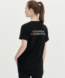 내셔널지오그래픽 N222WTS840 여성 프레리 스몰 로고 중힙 기장 반팔 티셔츠 CARBON BLACK