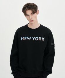 내셔널지오그래픽 N221USW830 어반 시티 세미 루즈핏 맨투맨 티셔츠 NEW YORK BLACK
