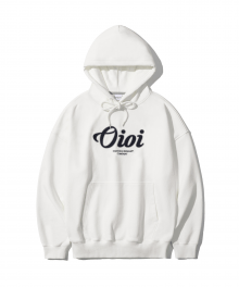 CURLY LOGO APPLIQUE HOODIE [WHITE]