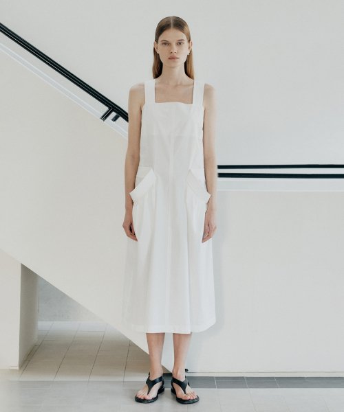white christmas dresses Linen Apron Mini Dress | Sustainable European Flax Linen main image 0