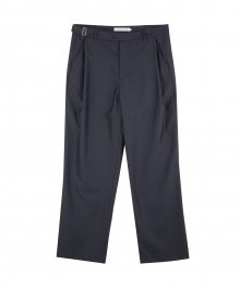 SIDE BUCKLE BELTED SLACKS dark navy