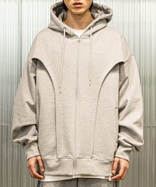 REVERSE INCISON CURVE HOOD ZIP-UP MSTZP001-GY