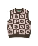 어피스오브케이크(APIECEOFCAKE) Hope Checker-Board Knit Vest_Brown