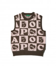 Hope Checker-Board Knit Vest_Brown