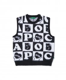 Hope Checker-Board Knit Vest_Black