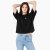 캘빈클라인 진 여 블랙 투톤 모노그램 로고 루즈핏 크롭 반팔 티셔츠 J218912 BEH