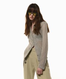 SHEER KNITTED JERSEY SHIRT [IVORY]