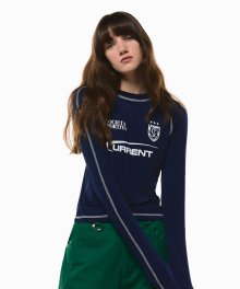 CURRENT SPORT FITTED TRACK JERSEY TOP [NAVY]