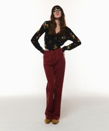 ASSYMETRIC FLARE JEANS [RED]