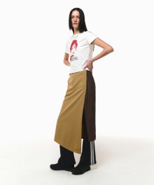 ASSYMETRIC LAYERED WRAP SKIRT [CAMEL]