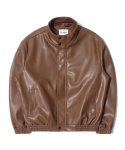 큐티에잇(QT8) GB Vegan Leather Hidden Jacket (Brown)