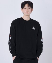 [ATW X COLLABO] 류시 딥모킹 레터링 긴팔티_BK