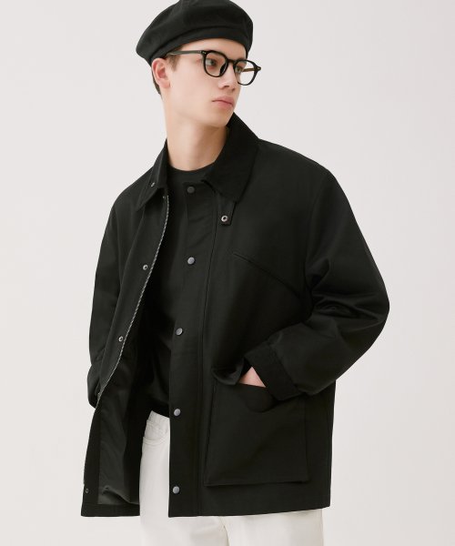 MUSINSA | TRILLION Corduroy Collar Hunting Jacket (BLACK)