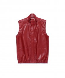 Attention please leather vest - RED