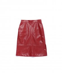 Attention please leather skirt - RED