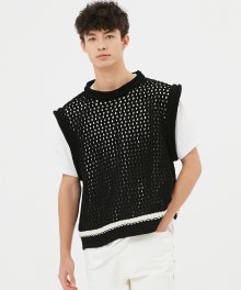 UNISEX Honeycomb knit Vest [Black]