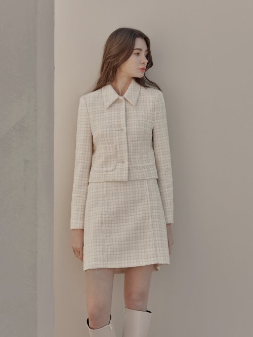 Dia collar tweed jacket_IVORY