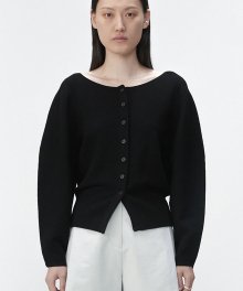 WHOLEGARMENT ROUNDED CARDIGAN_BLACK