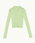 RIB TWO WAY ZIP-UP CARDIGAN_LIME