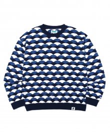 WAVE PATTERN COLOR KNIT BLUE