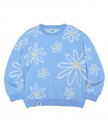 FLOWER ALL OVER KNIT LIGHT BLUE