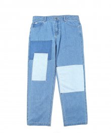 PATCHWORK DENIM PANTS BLUE