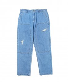 DAMAGE DENIM PANTS LIGHT BLUE