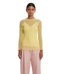 트렁크프로젝트(TRUNK PROJECT) Semi-Sheer Ribbed-Knit Sweater_Yellow
