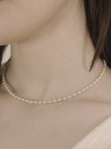 하스(HAS) BF024 Silver ball pearl necklace