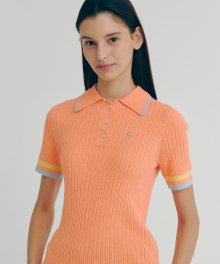 [22SS clove] Trim Knit Polo Shirt (Orange)