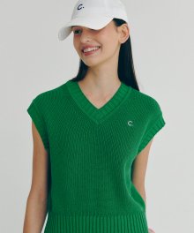 [22SS clove] Short Knit Vest (Green)