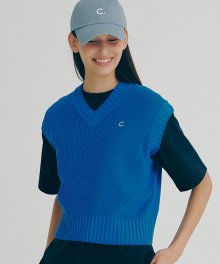 [22SS clove] Short Knit Vest (Blue)