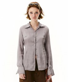 Satin Button-down Shirts Silver