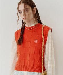 Rose Jacquard Knit Vest [ORANGE]