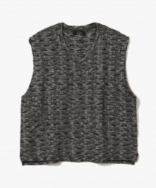 Jacquard Pattern V-Neck Vest [Black]