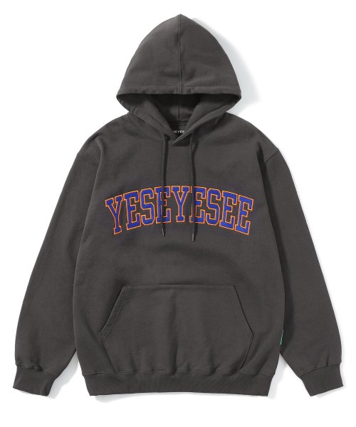 MUSINSA | YESEYESEE Arch Logo Hoodie Gun metal