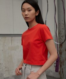 BASIC CROP T-SHIRTS (CORAL RED)