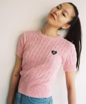 Baby Cable Knit Short Sleeve _ Pink