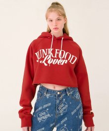 JFL Crop Hood T-shirt(DARK RED)