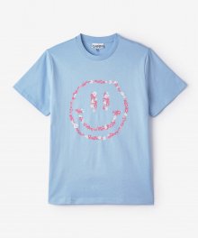 플로럴 스마일리 반소매 티셔츠 - 플래시드 블루 / T3071594