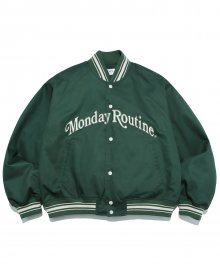 MONDAY ROUTINE VARSITY JACKET GREEN